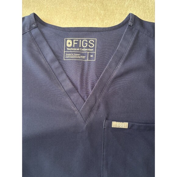 FIGS Catarina Scrub Top Sz M | Technical Collection V-Neck Medical Uniform Navy - Picture 5 of 5